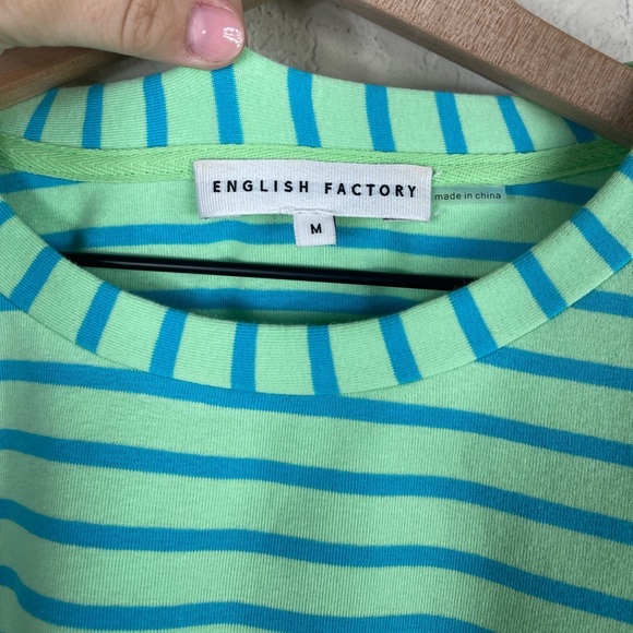 English Factory Striped Puff Sleeve Top Size Medium - Picture 2 of 7